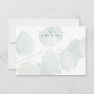 Eucalyptus Elegant  Script Monogram Initials Card