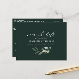 Eucalyptus elegant wedding botanical save the date announcement postcard