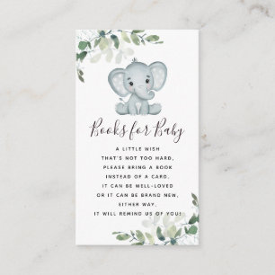 Eucalyptus Elephant Baby Shower Books for Baby Enclosure Card