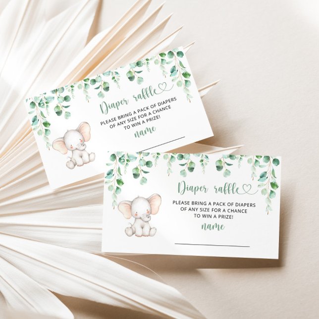 Eucalyptus elephant diaper raffle ticket enclosure card (Creator Uploaded)