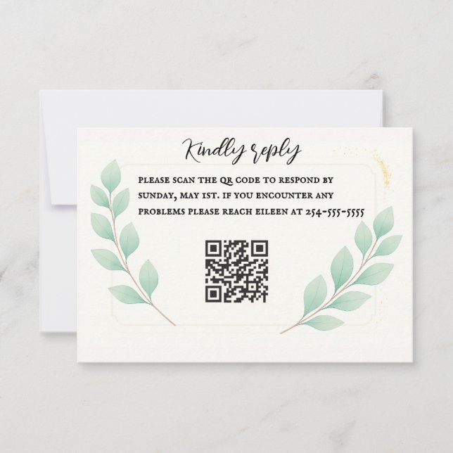 Eucalyptus Embrace QR RSVP Card (Front)