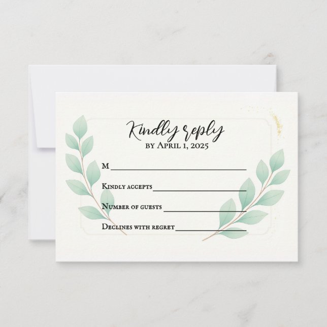 Eucalyptus Embrace Traditional RSVP Card (Front)