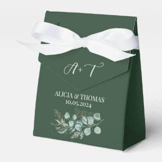 Eucalyptus Emerald Green Initials Wedding Favour Box