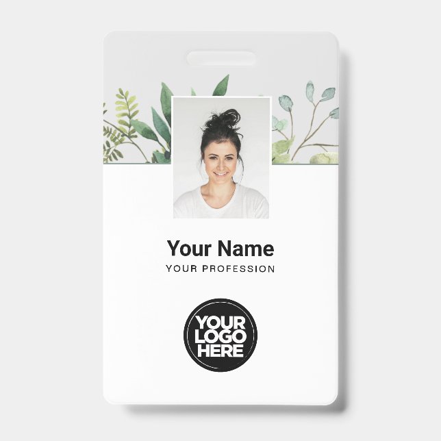 Eucalyptus Employee Photo, BarCode, Logo, Name ID Badge (Front)