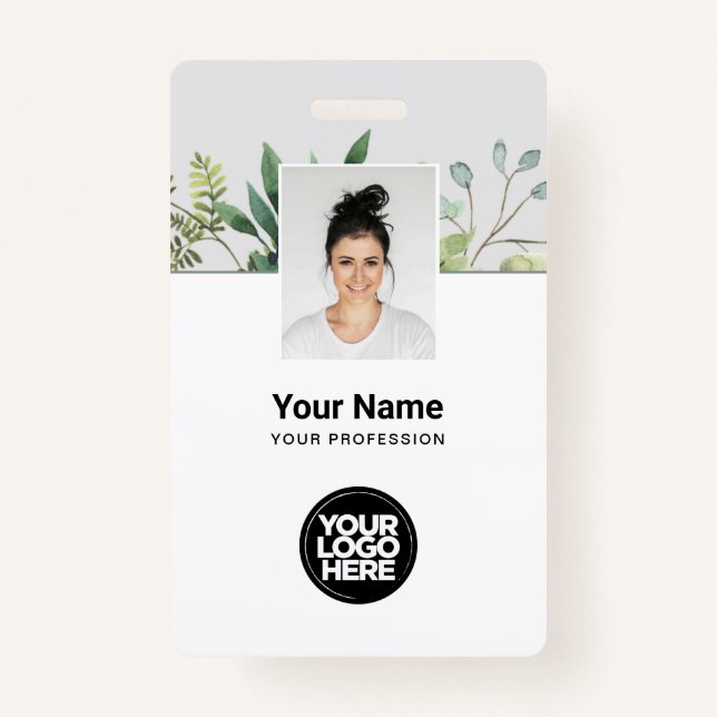 Eucalyptus Employee Photo, BarCode, Logo, Name ID Badge (Front)