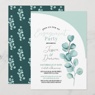 Eucalyptus Engagement Party Couples Shower Leaves  Invitation