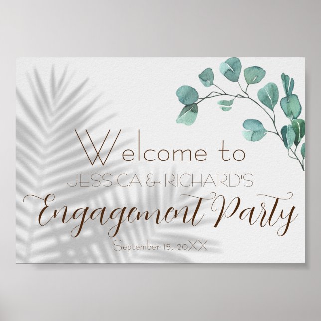 Eucalyptus Engagement Welcome Poster Sign (Front)