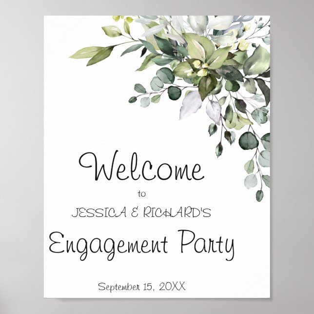 Eucalyptus Engagement Welcome Poster Sign (Front)