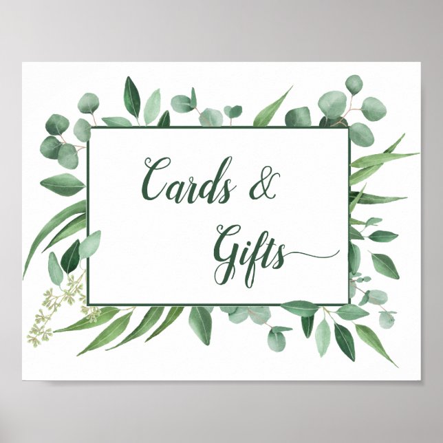 Eucalyptus Envy 8x10 Cards and Gifts Wedding Sign (Front)