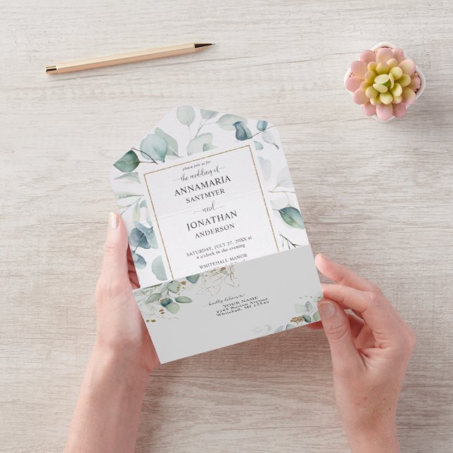 Eucalyptus Envy All In One Wedding Invitation (Video)