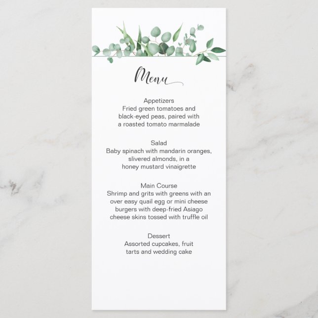 Eucalyptus Envy Menu Cards (Front)