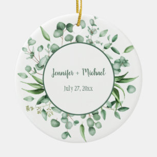 Eucalyptus Envy Wreath Wedding Keepsake Ceramic Tree Decoration