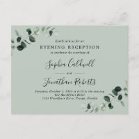 Eucalyptus Evening Wedding Reception Invitation