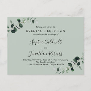 Eucalyptus Evening Wedding Reception Invitation Postcard