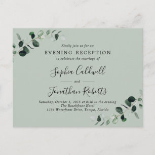 Eucalyptus Evening Wedding Reception Invitation Postcard