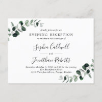 Eucalyptus Evening Wedding Reception Invitation