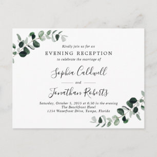 Eucalyptus Evening Wedding Reception Invitation Postcard