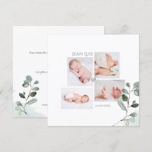 Eucalyptus Faire-part de Naissance Garçon Invitation