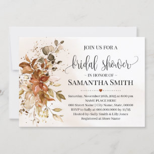 Eucalyptus Fall Autumn  Boho Chic Bridal Shower Invitation