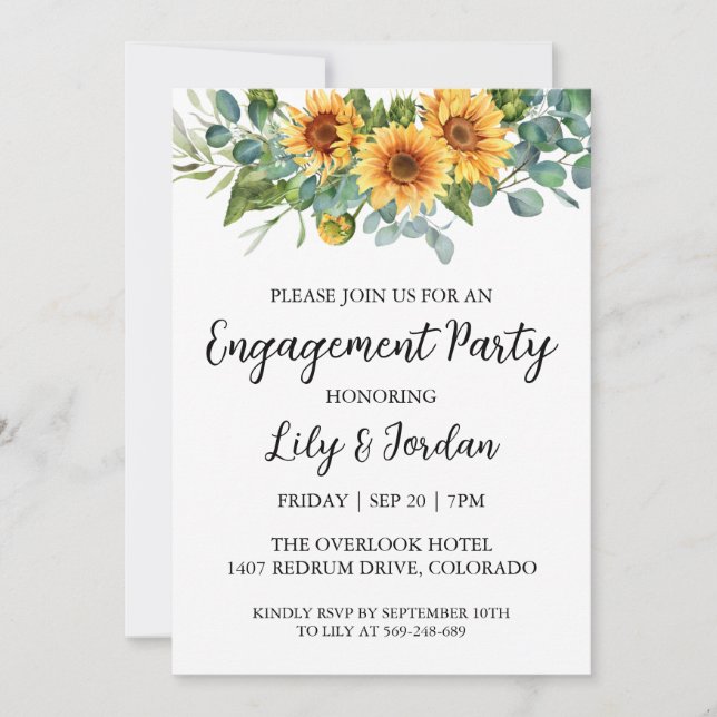 Eucalyptus fall engagement party invitations (Front)