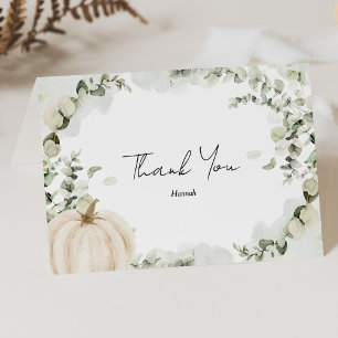 Eucalyptus Fall Pumpkin Bridal Shower Thank You Card
