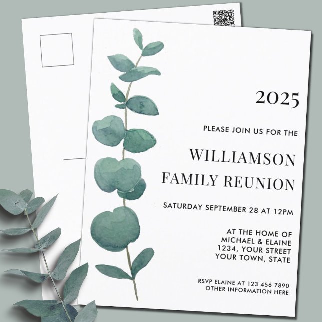 Eucalyptus Family Reunion Invitation Postcard (Creator Uploaded)