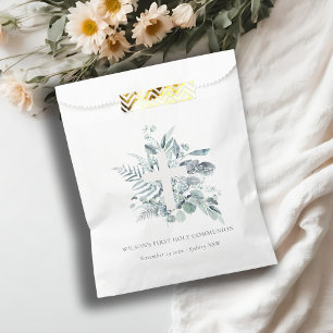 Eucalyptus Fern Foliage Cross First Holy Communion Favour Bags