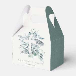 Eucalyptus Fern Foliage Cross First Holy Communion Favour Box
