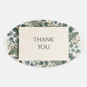 Eucalyptus Fern Thank You Oval Sticker