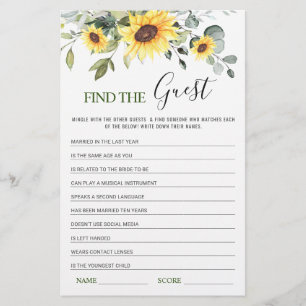 Eucalyptus Find the Guest Bridal Shower Game