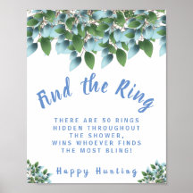 Eucalyptus Find the Ring Bridal Shower Game Sign