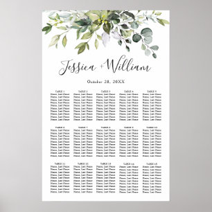Eucalyptus Floral 15 Tables Wedding SEATING CHART