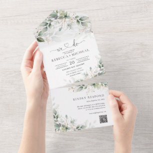 Eucalyptus Floral All in One Wedding Invite