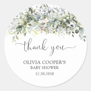 Eucalyptus Floral Baby Shower  Classic Round Sticker