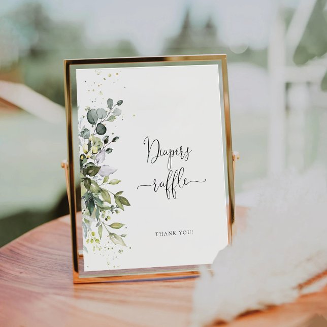 Eucalyptus Floral Baby Shower Diapers Raffle Sign (Creator Uploaded)