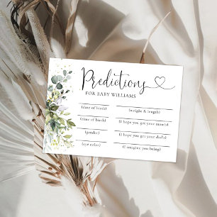 Eucalyptus Floral Baby Shower Predictions Card