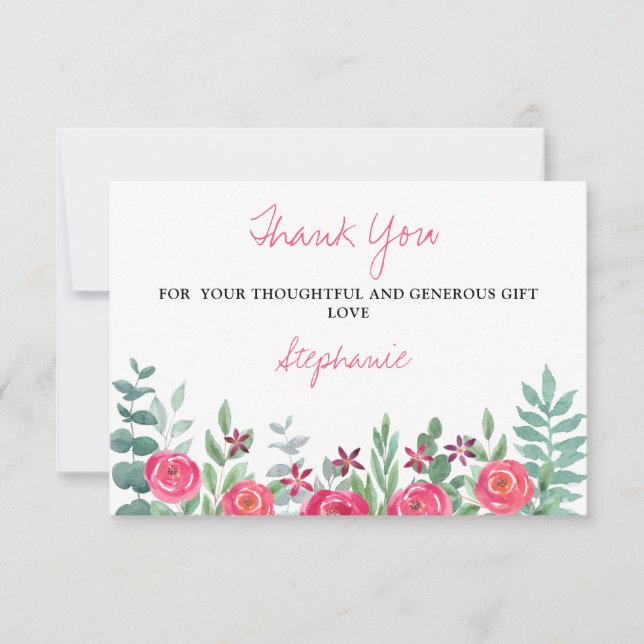  Eucalyptus Floral Baby Shower Thank You  Card (Front)
