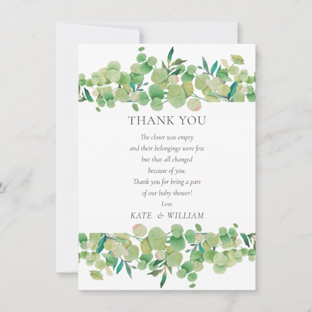 Eucalyptus Floral Baby Shower Thank You Poem (Front)