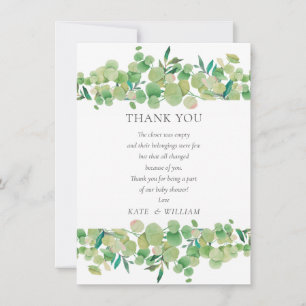 Eucalyptus Floral Baby Shower Thank You Poem Card