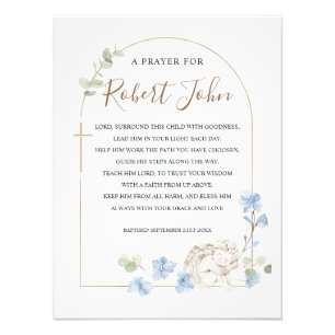 Eucalyptus Floral Blue Angel Baptism Prayer  Photo Print