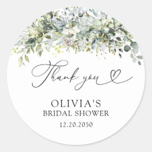 Eucalyptus Floral Bridal Shower Classic Round Sticker