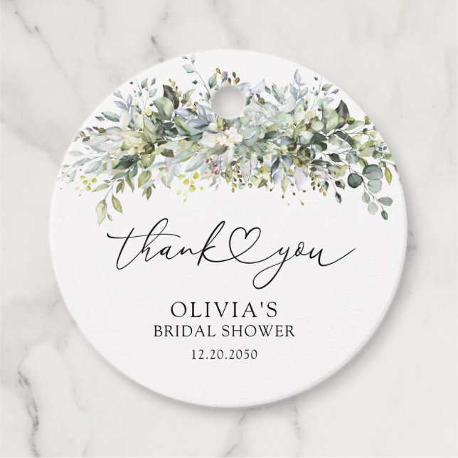 Eucalyptus Floral Bridal Shower Gift Tag (Front)