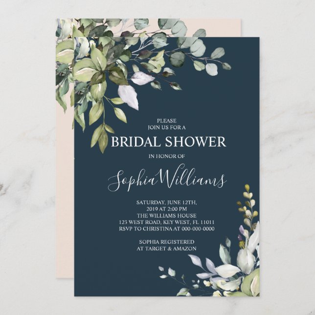 Eucalyptus Floral Bridal Shower Invitation (Front/Back)
