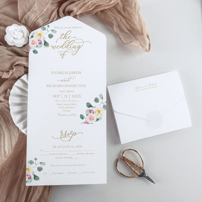 Eucalyptus Floral Calligraphy Wedding All In One Invitation (Creator Uploaded)