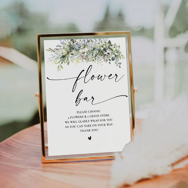 Eucalyptus Floral Flower Bar Sign (Creator Uploaded)