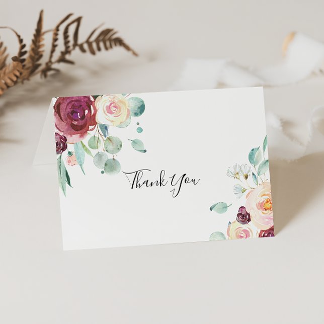 Eucalyptus Floral Folded Wedding Thank You Card (Creator Uploaded)