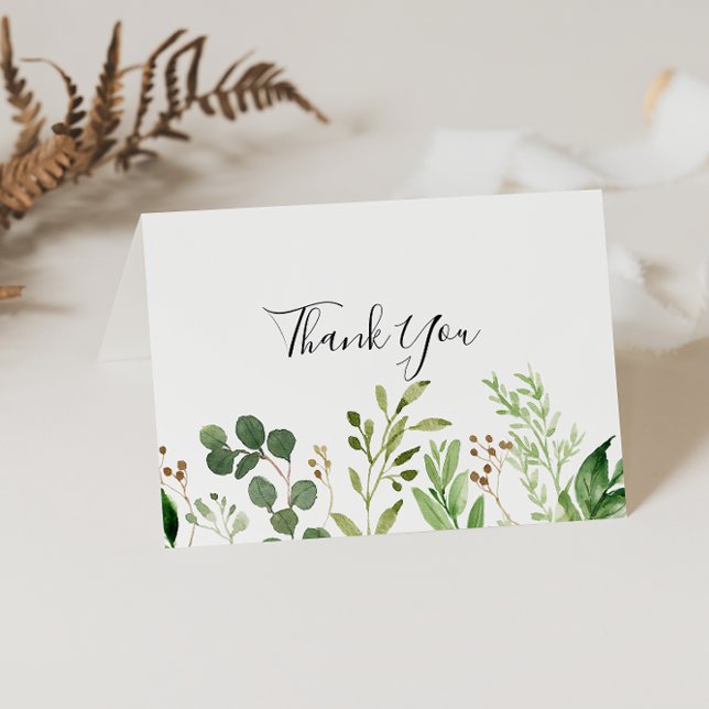 Eucalyptus Floral Folded Wedding Thank You Card (Creator Uploaded)