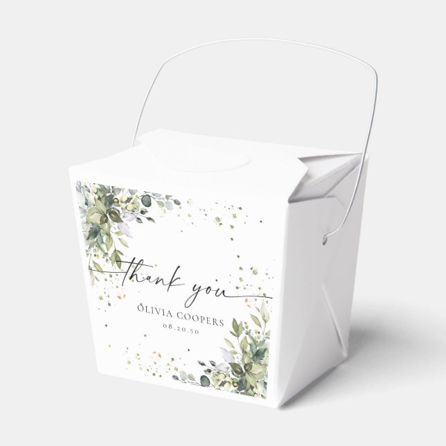 Eucalyptus Floral Greenery Baby Shower Favour Box (Front Side)