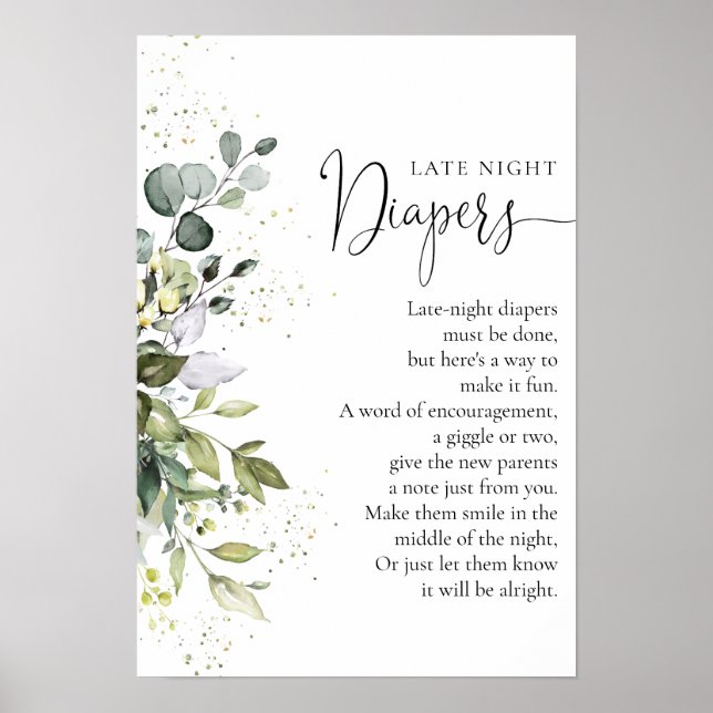 Eucalyptus Floral Greenery Baby Shower Poster (Front)