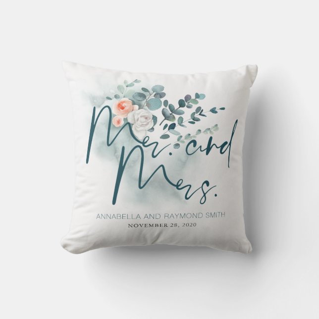 Eucalyptus Floral Greenery Bouquet Elegant Cushion (Front)